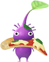 A Purple Pizzeria Decor Pikmin with Pizza decor from Pikmin Bloom.