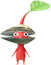 A Red Beach Decor Pikmin with Shell decor from Pikmin Bloom.