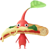 A Red Pizzeria Decor Pikmin with Pizza decor from Pikmin Bloom.