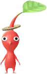 A Red Roadside Decor Pikmin with Coin decor from Pikmin Bloom.