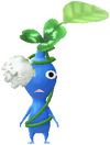 A Blue Park Decor Pikmin with Clover decor from Pikmin Bloom.