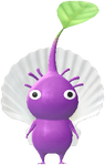 A Purple Beach Decor Pikmin with Shell decor from Pikmin Bloom.