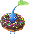 A Blue Sweetshop Decor Pikmin with Donut decor from Pikmin Bloom.