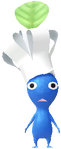 A Blue Restaurant Decor Pikmin with Chef Hat decor from Pikmin Bloom.