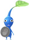 A Blue Roadside Decor Pikmin with Coin decor from Pikmin Bloom.