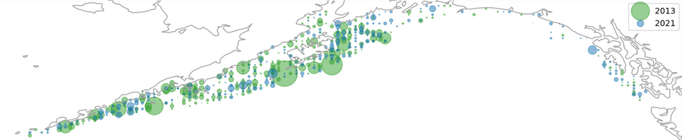 Map of fish density in the Gulf of Alaska