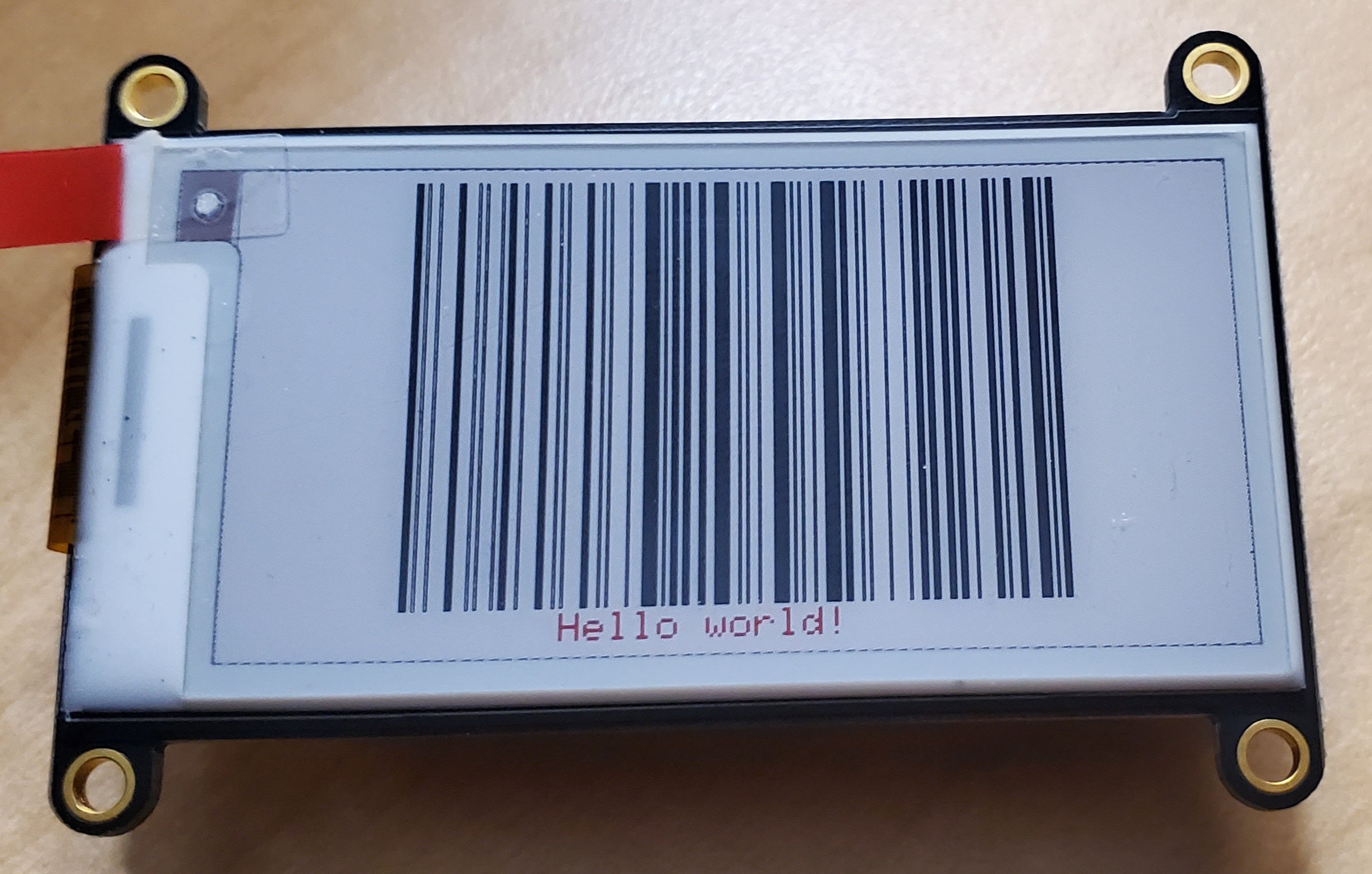 A barcode on a display