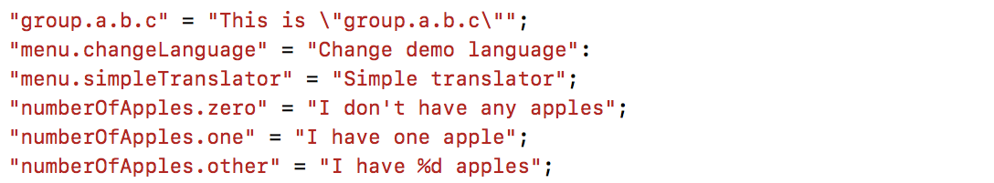 Sample .strings file