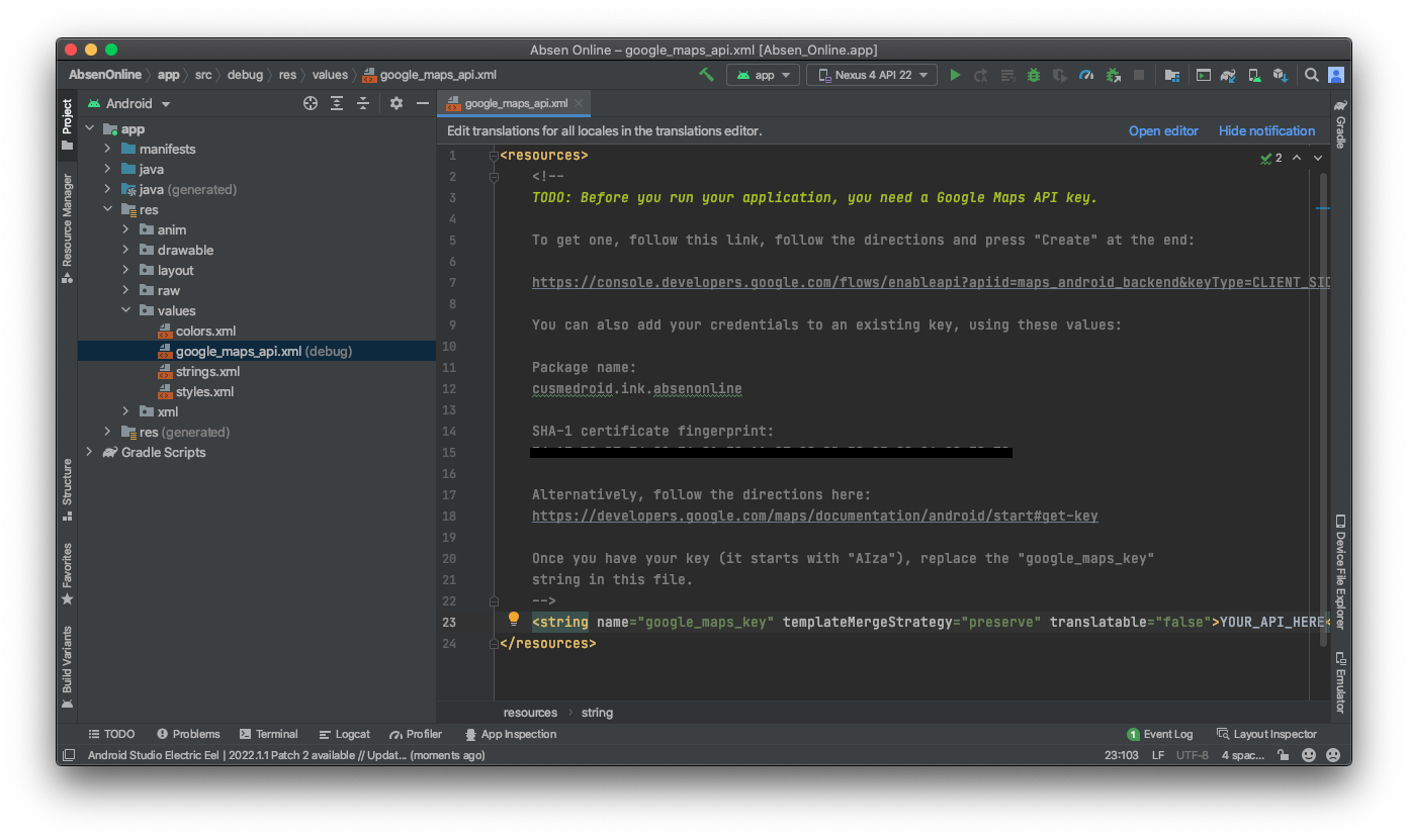 Maps API Android Studio