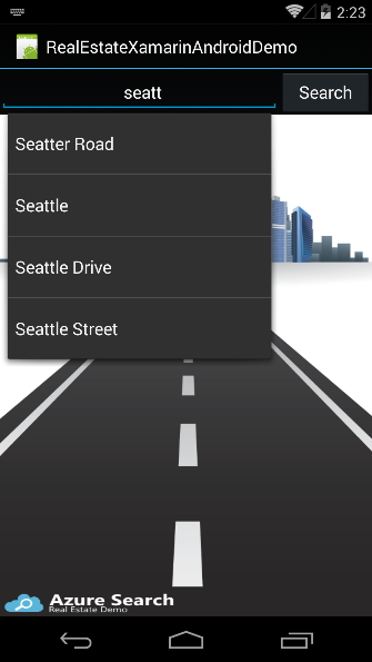 Demo Screen Shot - Type Ahead