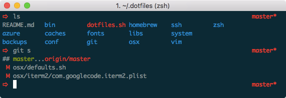 Screenshot of dotfiles terminal