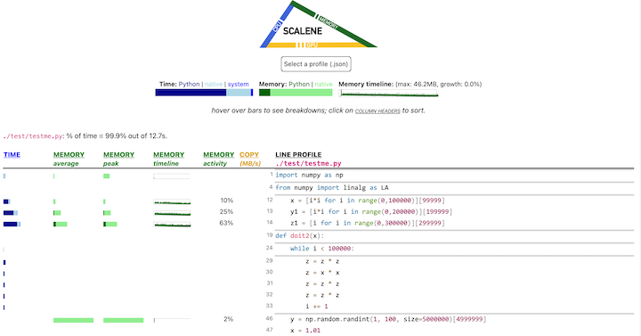 Scalene web GUI