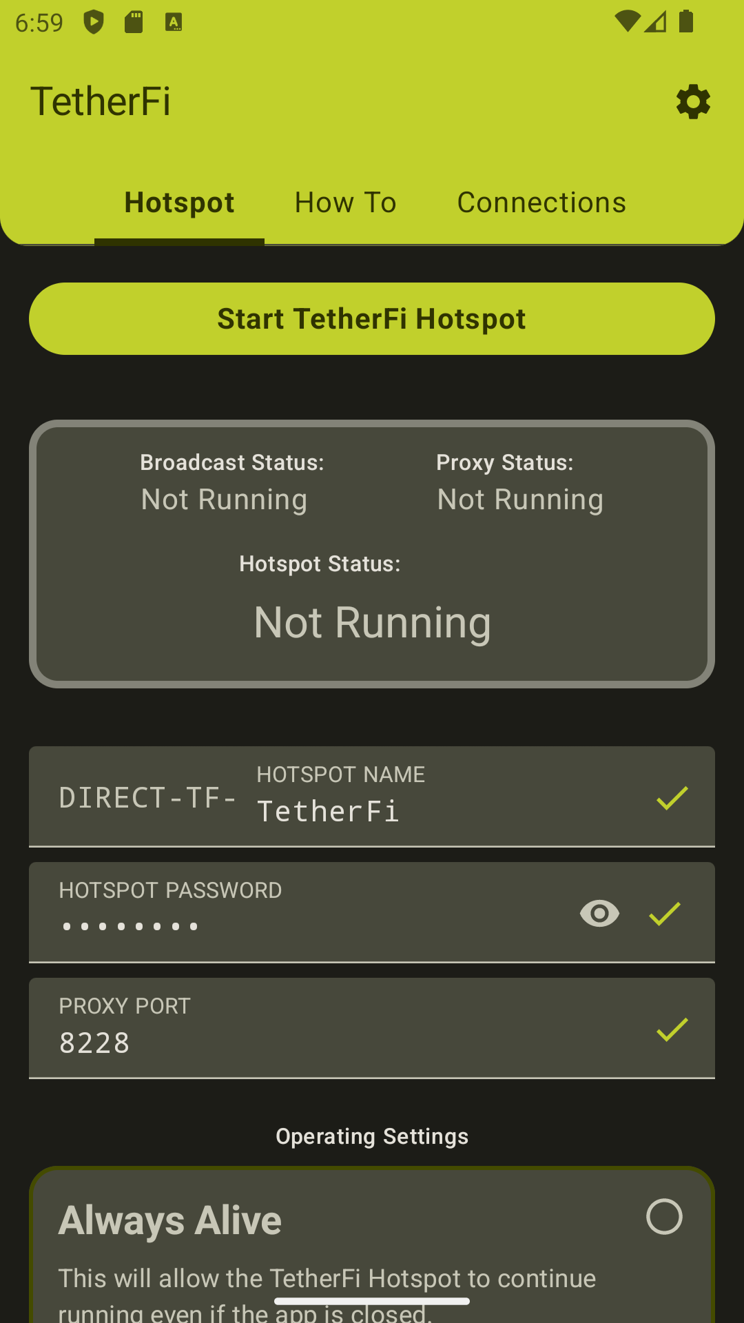 Light Mode: Hotspot Screen