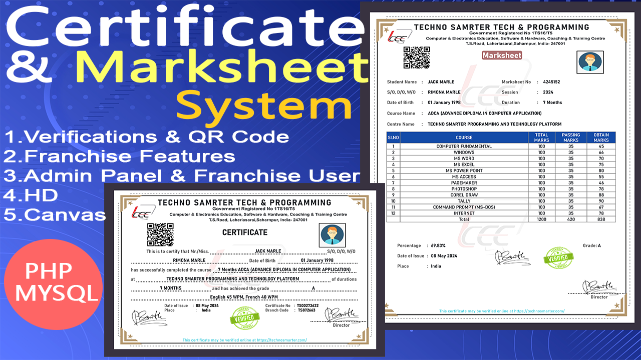 certificate-and-marksheet-system-with-verification-in-PHP