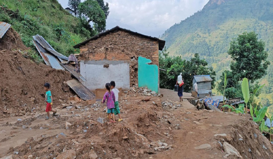 12 houses affected by monsoon disaster  at risk in Kune village