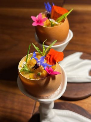 Photo of Providence - Los Angeles, CA, US. Uni, warm egg yolk, champagne beurre blanc supplement