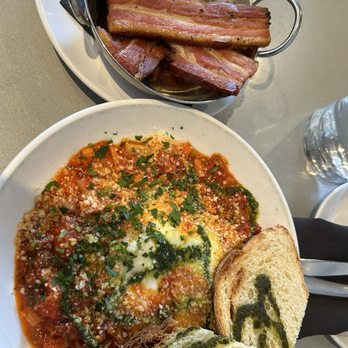 Baked Eggs and a side of bacon