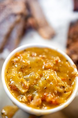 Photo of Rudy's "Country Store" and Bar-B-Q - Albuquerque, NM, US. Green Chili Stew ($3/small)