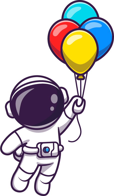 Astronaut holding baloons