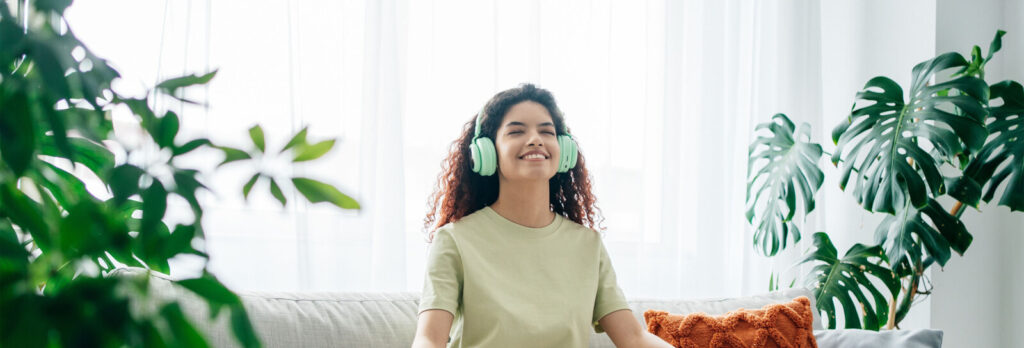 woman listening to music