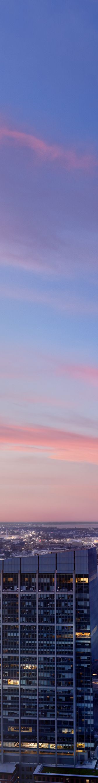 hotel exterior at sunset