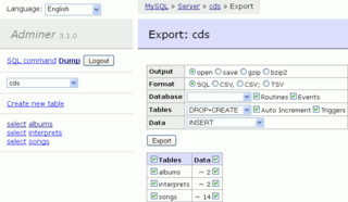 Web-based database administration tool