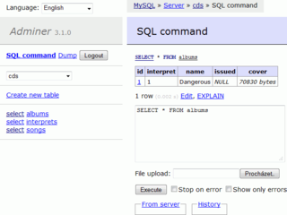 Web-based database administration tool