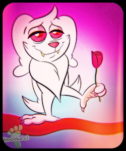 Lovestruck Tully the Albino Bat by RourooBoy