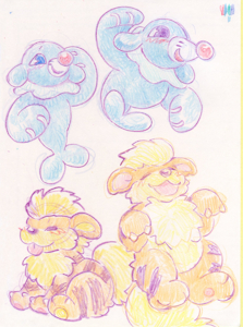 popplio-growlithe-crayon by matuska