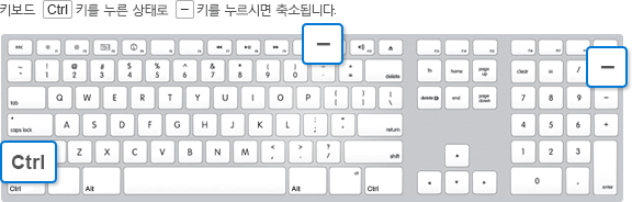 키보드 ctrl키를 누른 상태로 -키를 누르시면 축소됩니다.