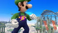 Luigi wearing a Screw Attack.