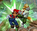 Fox pummeling Mario in Melee.