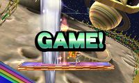 The upper blast line in Super Smash Bros. for Nintendo 3DS at Rainbow Road.