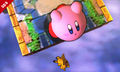 Kirby teetering in Super Smash Bros. for Nintendo 3DS.