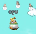 Lakitu, Hammer Bro and Koopa Troopa riding Lakitu Clouds in the Super Mario Bros. 3 style in Super Smash Bros. for Wii U.