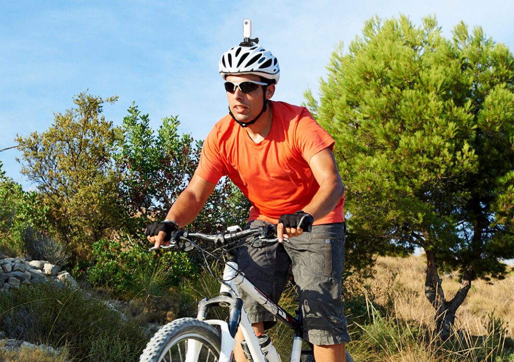 capacete de câmera de bicicleta