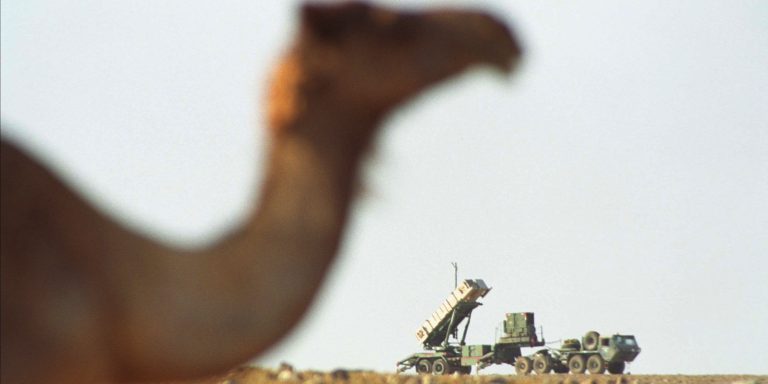 DIMONA, ISRAEL - AUGUST 25:  A unit of newly-deployed Patriot anti-missile missiles stands near Israel's nuclear research reactor August 25, 2002 at Dimona in the Negev desert, Israel. Military officials called the exercise of deploying the units routine.  (Photo by Nadav Neuhaus/Getty Images)