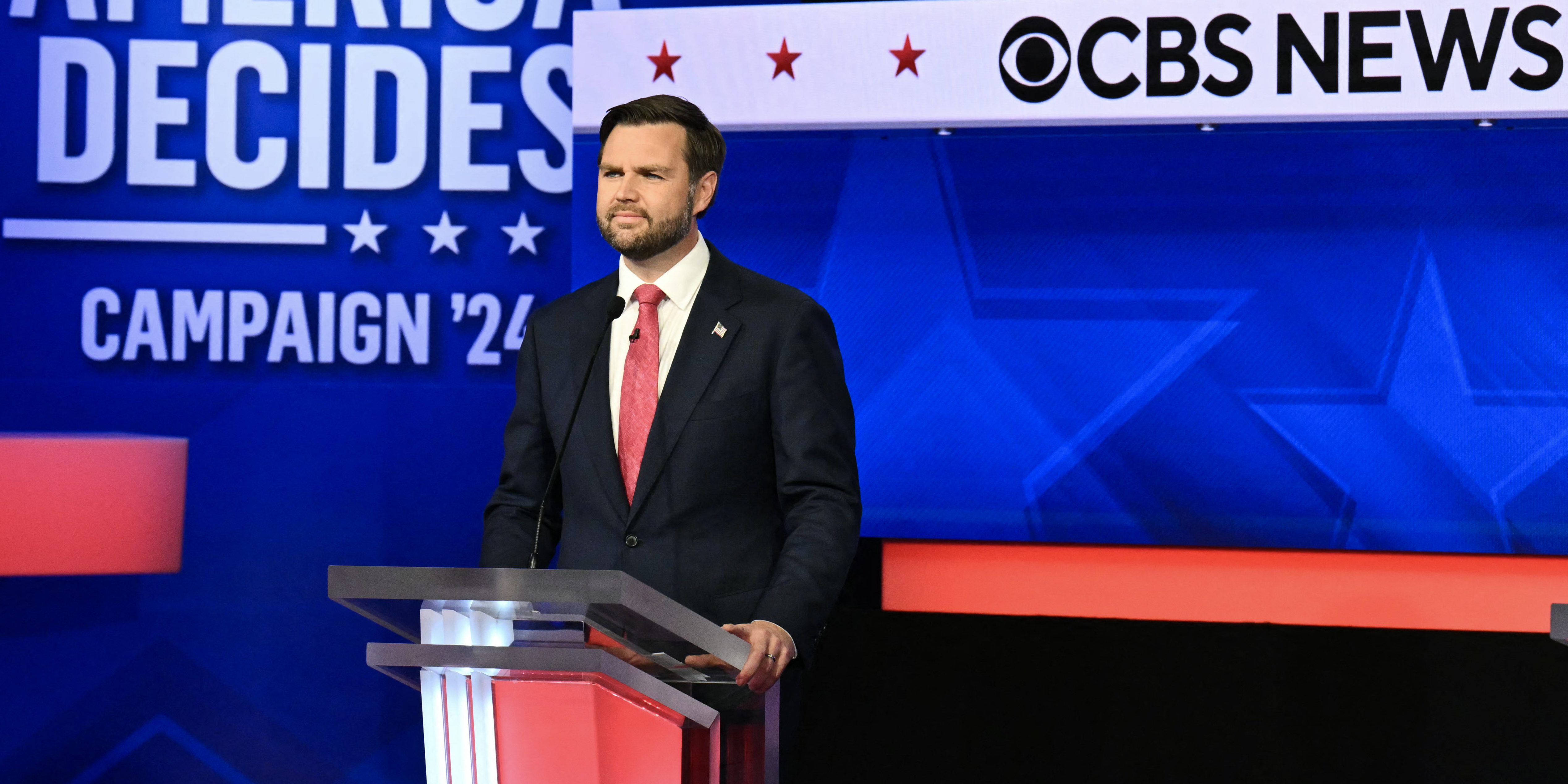 US Senator and Republican vice presidential candidate J.D. Vance speaks during the Vice Presidential debate with Minnesota Governor and Democratic vice presidential candidate Tim Walz, hosted by CBS News at the CBS Broadcast Center in New York City on October 1, 2024. (Photo by ANGELA WEISS / AFP) (Photo by ANGELA WEISS/AFP via Getty Images)