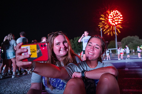 Student Watching Fireworks