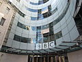 BBC logo on the front of Broadcasting House, London