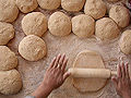 Rolling out bread dough
