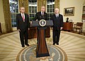 Bush with Robert Gates and Donald Rumsfeld, November 8, 2006.