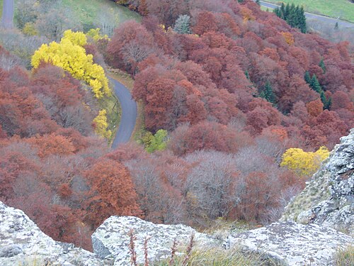 Vue de la Roche Nité vers la vallée de Valbeleix