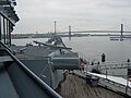 Looking forward along the deck of the USS New Jersey.