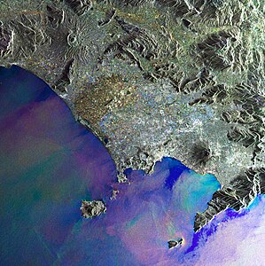 Gulf of Naples with Vesuvio and Penisola sorrentina, Envisat image.