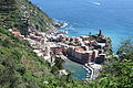 Vernazza from above, with Castello Doria