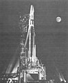 Atlas Agena B with Ranger 2 during countdown under full moon (Nov. 18, 1961)