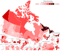 Canadian federal election 2015 - Liberal Party Vote Strength By Riding (🚩co-authored by Mr.Election)