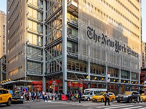 Exterior facade of the New York Times Building