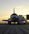 Discovery as it rests on the runway at Edwards Air Force Base